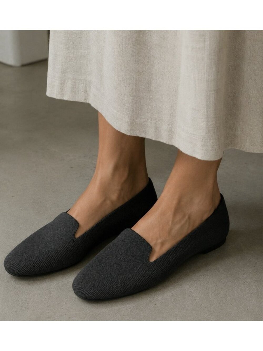 QUINCE Womens Size 9 Black Synthetic Knit Flats Shoes Loafers